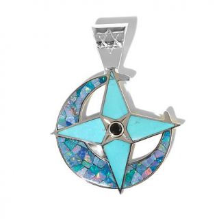 Jay King Micro Opal and Turquoise Inlay with Black Spinel Sterling Silver Penda   8002507