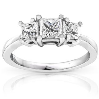 Annello 14k Gold 1ct Princess Diamond 3 stone Ring (H I, I1 I2