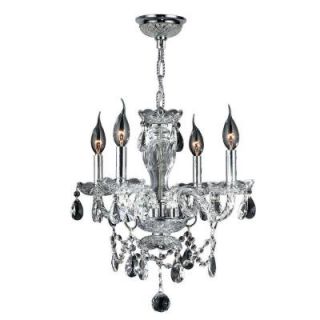 Worldwide Lighting Provence 4 Light Chrome and Clear Crystal Chandelier W83103C17 CL