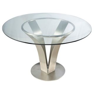 Cleo Contemporary Dining Table   Stainless Steel With Clear Glass
