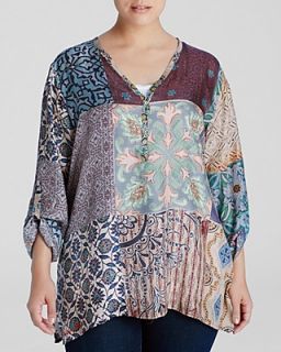 Johnny Was Collection Plus Tile Print Silk Tunic