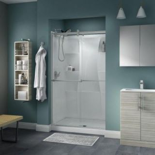 Delta Lyndall 48 in. x 71 in. Semi Framed Contemporary Style Sliding Shower Door in Nickel with Clear Glass 2439198