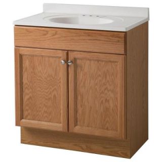 Glacier Bay 30 in. Vanity in Oak with Cultured Marble Vanity Top in White GB30P2 O