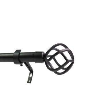 Urbanest 1 inch Diameter Zeffoli Adjustable Single Curtain Rod, 28 inch to 48 inch, Black