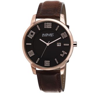 August Steiner Mens Ultra Thin Swiss Quartz Leather Strap Watch