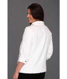 michael michael kors plus size linen wide collar jacket white