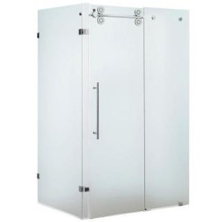 Vigo 46.2 in. x 34.625 in. x 74 in. Frameless Bypass Shower Enclosure in Chrome with Frosted Glass VG6051CHMT48R