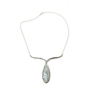 Noa Zuman Pear Shaped Roman Glass Sterling Silver 18" Drop Necklace   7853323