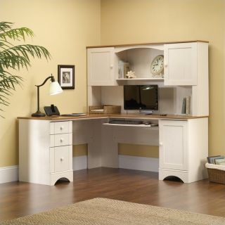 Sauder Harbor View Hutch in Antiqued White   403785