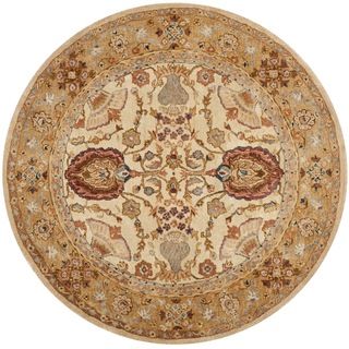 Safavieh Handmade Taj Mahal Ivory/ Taupe Wool Rug (6 Round)