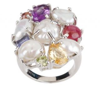 Ross Simons Sterling Cultured Pearl & 2.40 ct tw Gemstone Ring —