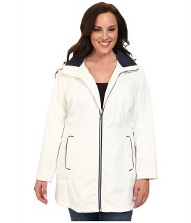 Jessica Simpson Plus Size Centerfront Zip Polybonded with Contrast Piping White