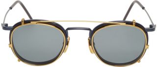 Thom Browne Matte Navy & Gold Clip On Glasses