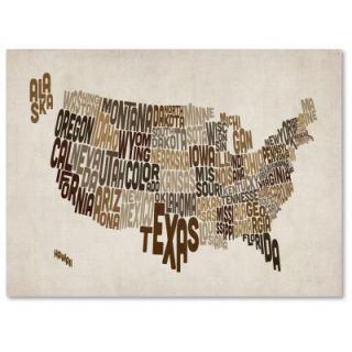 Trademark Fine Art 16 in. x 24 in. USA States Text Map 2 Canvas Art MT0214 C1624GG
