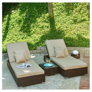 The HOM Lantis 3 Piece All Weather Wicker Pool Side Lounge Set