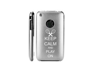 Apple iPhone 3G 3GS Silver E750 Aluminum Metal Back Case Keep Calm and Play On Tennis