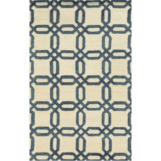 Hand tufted Trellis Wool Ivory/ Blue/ Brown Rug (3 x 5)   17467915