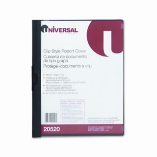 Universal Plastic Report Cover with Clip, Letter, Holds 30 Pages, Clear/Black (Set of 7)