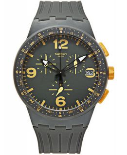 Swatch Unisex Swiss Chronograph Gordon Gray Silicone Strap Watch 42mm