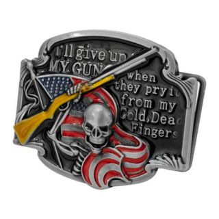 Buckle Rage I'LL GIVE UP MY GUN Collectors Belt Buckle , RED, 124 RED