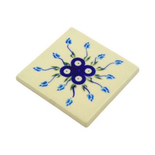 Polish Pottery 4.37 x 4.37 Stoneware Tile in Blue / White