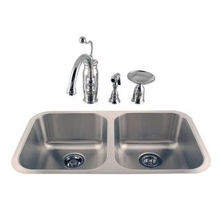 Undermount Double Stainless Sink and Chrome Faucet Combo Kit