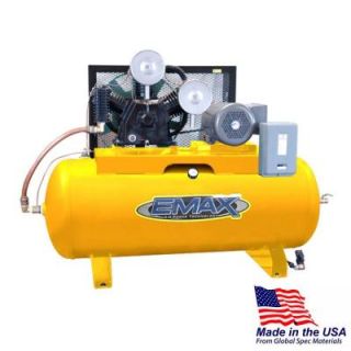EMAX Industrial PLUS Series 120 Gal. 10 HP 1 Phase 2 Stage Horizontal Stationary Electric Air Compressor HP10H120Y1