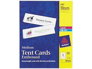 Avery 5305 Tent Cards, White, 2 1/2 x 8 1/2, 2 Cards/Sheet, 100 Cards/Box