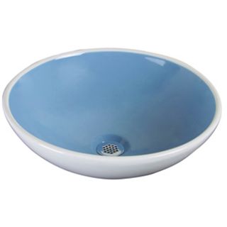 Barclay Pastel Blue Inside Fire Clay Drop In Round Bathroom Sink