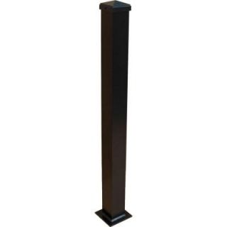 EZ Handrail 3 in. x 3 in. x 3 1/6 ft. Textured Black Aluminum Post with Welded Base EZPRHB W