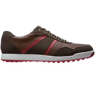 FootJoy Mens Contour Casual Spikeless Dark Brown Crimson Golf Shoes