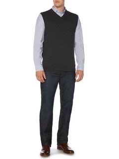 Howick Arlington 100% Lambswool Vee Neck Tank Jumper Charcoal