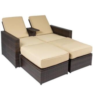 Outdoor 3pc Rattan Wicker Patio Love Seat Lounge Chair Furniture Set Multi Purpose