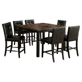 Piece Faux Marble Counter Dining Table Set Wood/Black   Furniture of