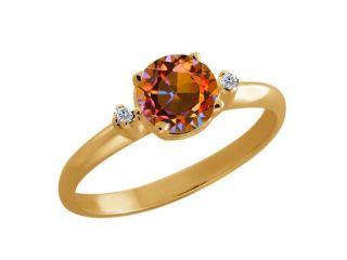 0.97 Ct Round Ecstasy Mystic Topaz Diamond Gold Plated Sterling Silver Ring
