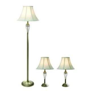 Elegant Designs 16 in. 3 Piece Antique Brass Lamp Set LC1001 ABS