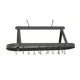 15.5 in. x 19 in. x 48 in. Oval Graphite Pot Rack with 24 Hooks 109GU