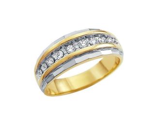 Men Diamond Wedding Ring 10k Yellow White Gold Engagement Band (.25ct)