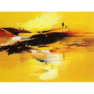 Sunset Waterfall by AX Original Painting on Wrapped Canvas