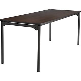 Maxx Legroom Wood Folding Table, 30 x 72, Walnut