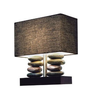Elegant Designs Rectangular Dual Stacked Stone Ceramic Table Lamp and