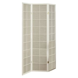 Monarch Specialties 3 Panel Folding Screen with Fabric Inlay   White