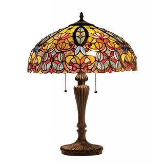 Tiffany style Victorian Design 2 light Table Lamp in Dark Antique