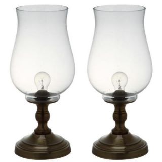 Safavieh Blackburn 17.5 in. Bronze Uplight Hurricane Lamp with Clear Shade (Set of 2) LIT4263A SET2