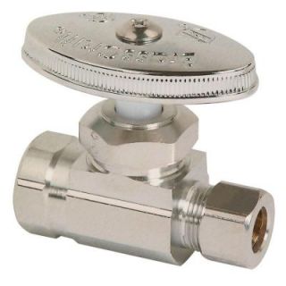 BrassCraft 3/8 in. FIP Inlet x 3/8 in. O.D. Comp Outlet Multi Turn Straight Valve in Satin Nickel OR10X NS
