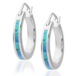 Journee Collection Sterling Silver Opal Hoop Earrings   16198596