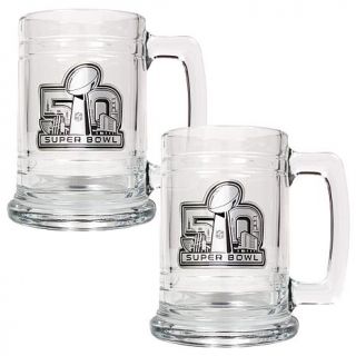 Super Bowl 50 Set of 2 Glass Tankards   15 oz.   8032372