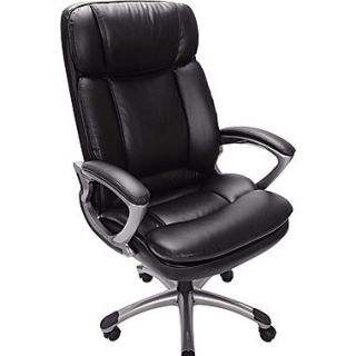 Serta Executive Big and Tall PureSoft Faux Leather Office Chair, Smooth Black