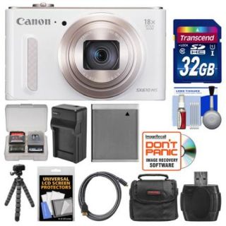 Canon PowerShot SX610 HS Wi Fi Digital Camera (White) with 32GB Card + Case + Battery & Charger + Flex Tripod + HDMI Cable + Kit