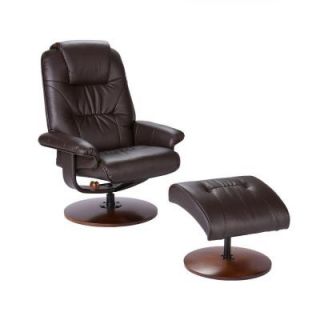 Home Decorators Collection Leather Recliner and Ottoman Set in Brown UP4973RC